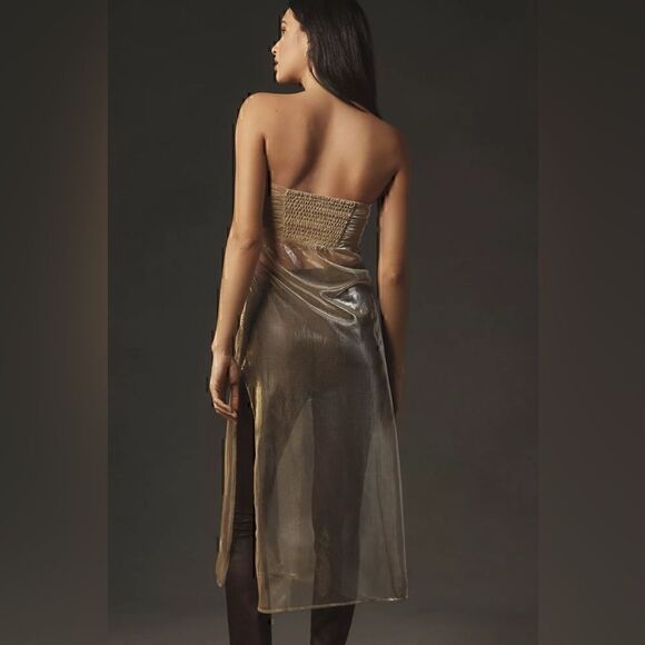 By Anthropologie Strapless Sheer Metallic Tunic Top NWT Size M - Picture 4 of 7